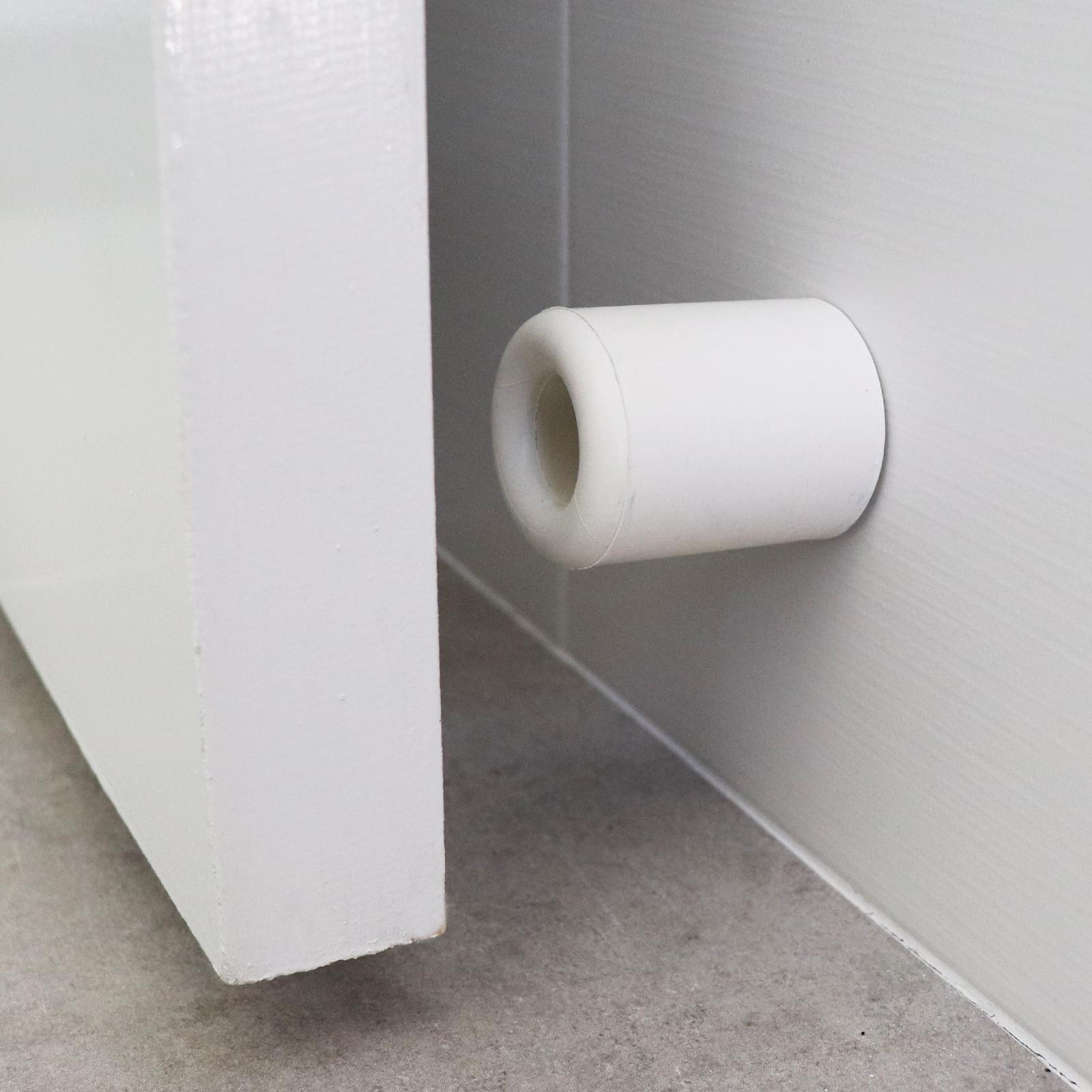 Adoored 50mm White Round Rubber Door Stop - Interior & Exterior, Weather Resistant