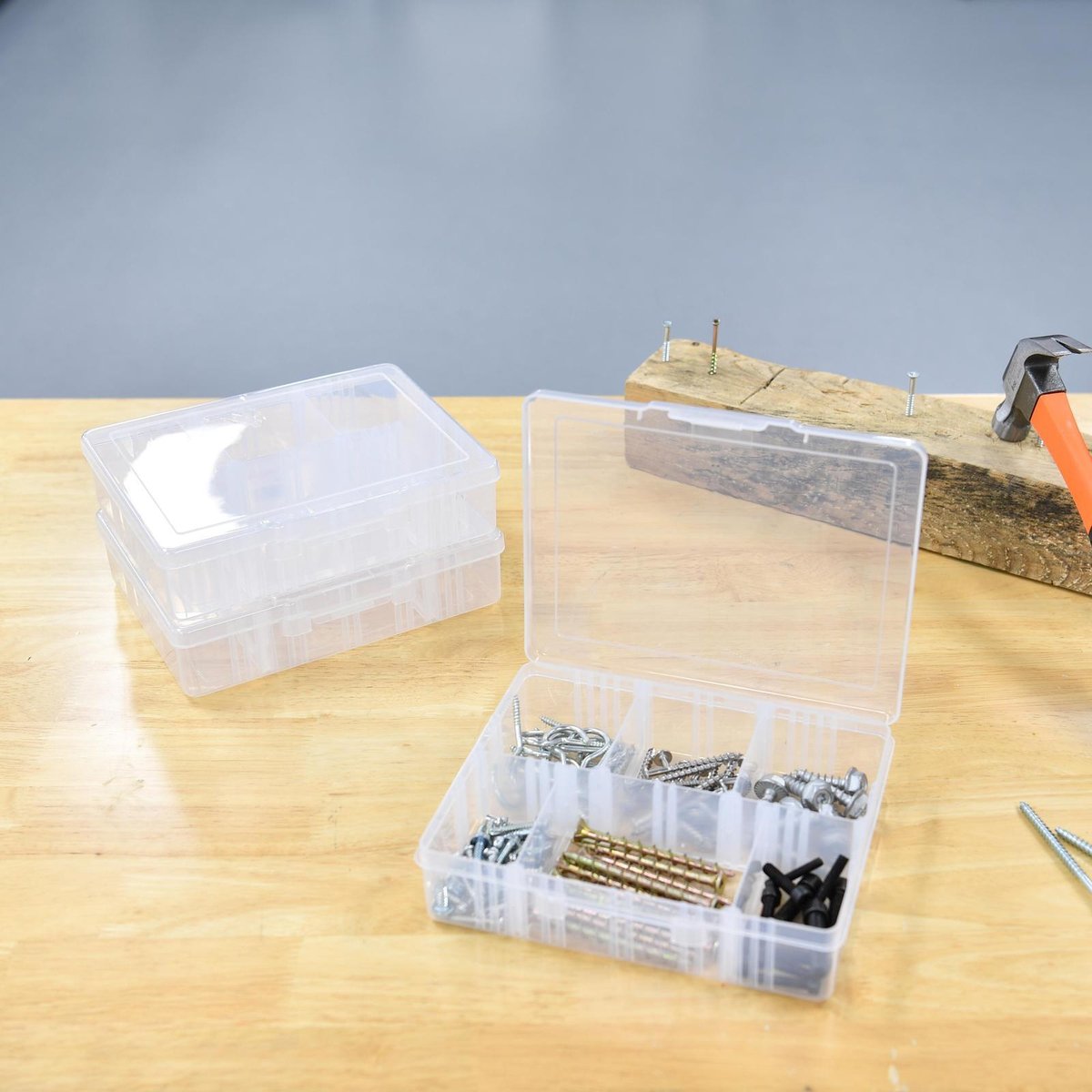 Craftright 6 Compartment Storage Organiser Box Clear Polypropylene