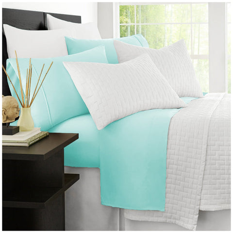 Ramesses 2000 Thread Count Bamboo Single Sheet Set Aqua - SuperSaverAU - view 1