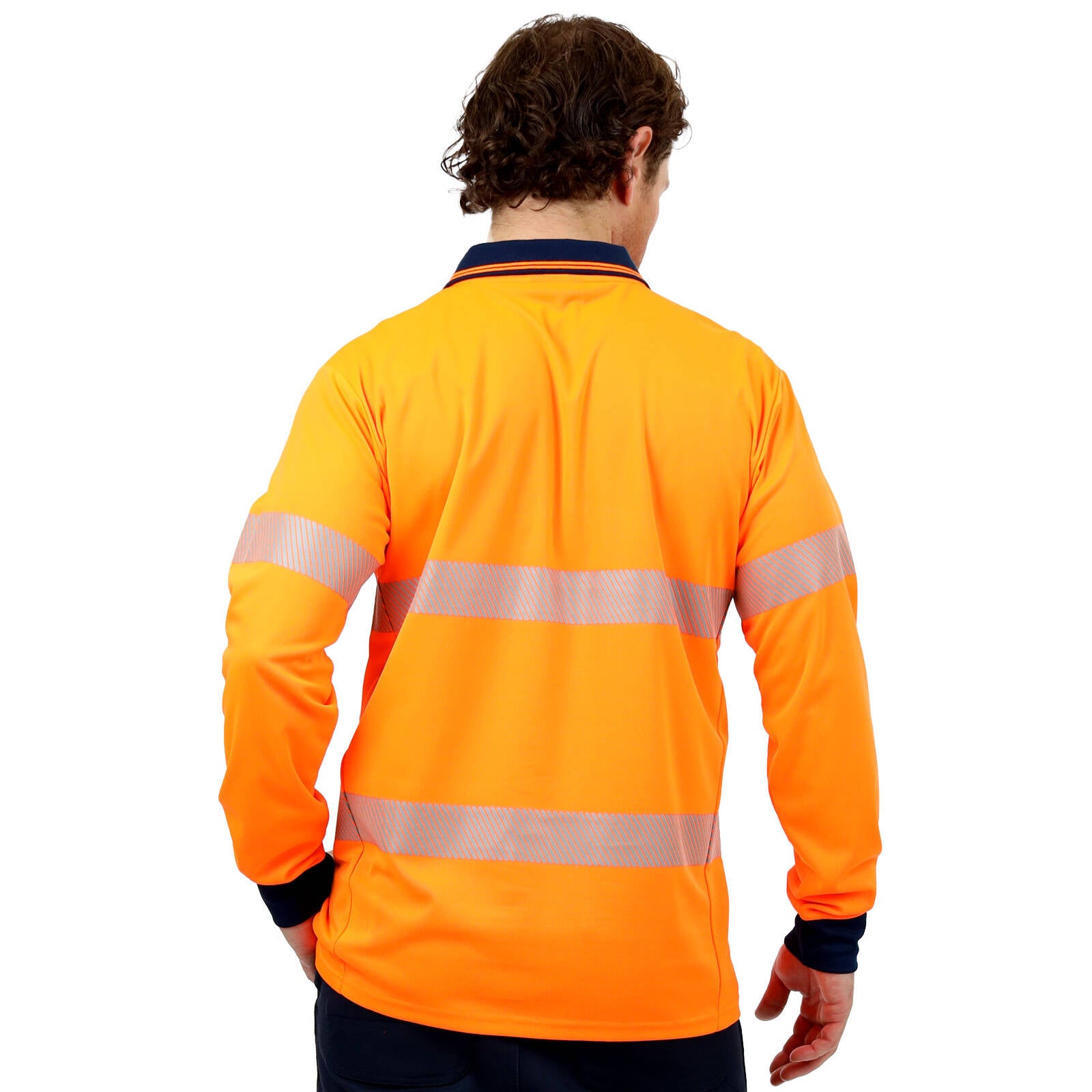Citeco Men's Orange Hi Vis Long Sleeve Polo Reflective - Medium