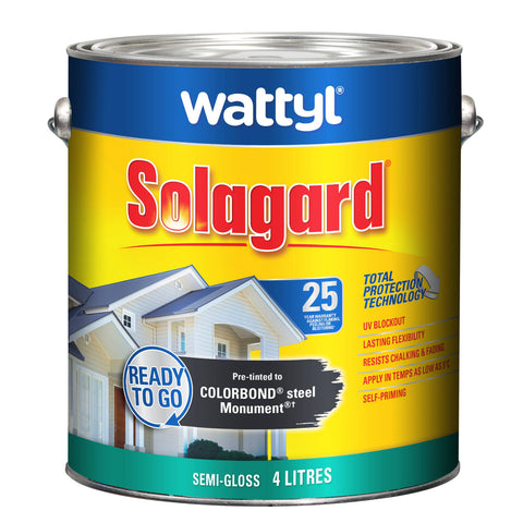 Wattyl Solagard 4L Monument Semi-Gloss Pre-Tinted Exterior Paint