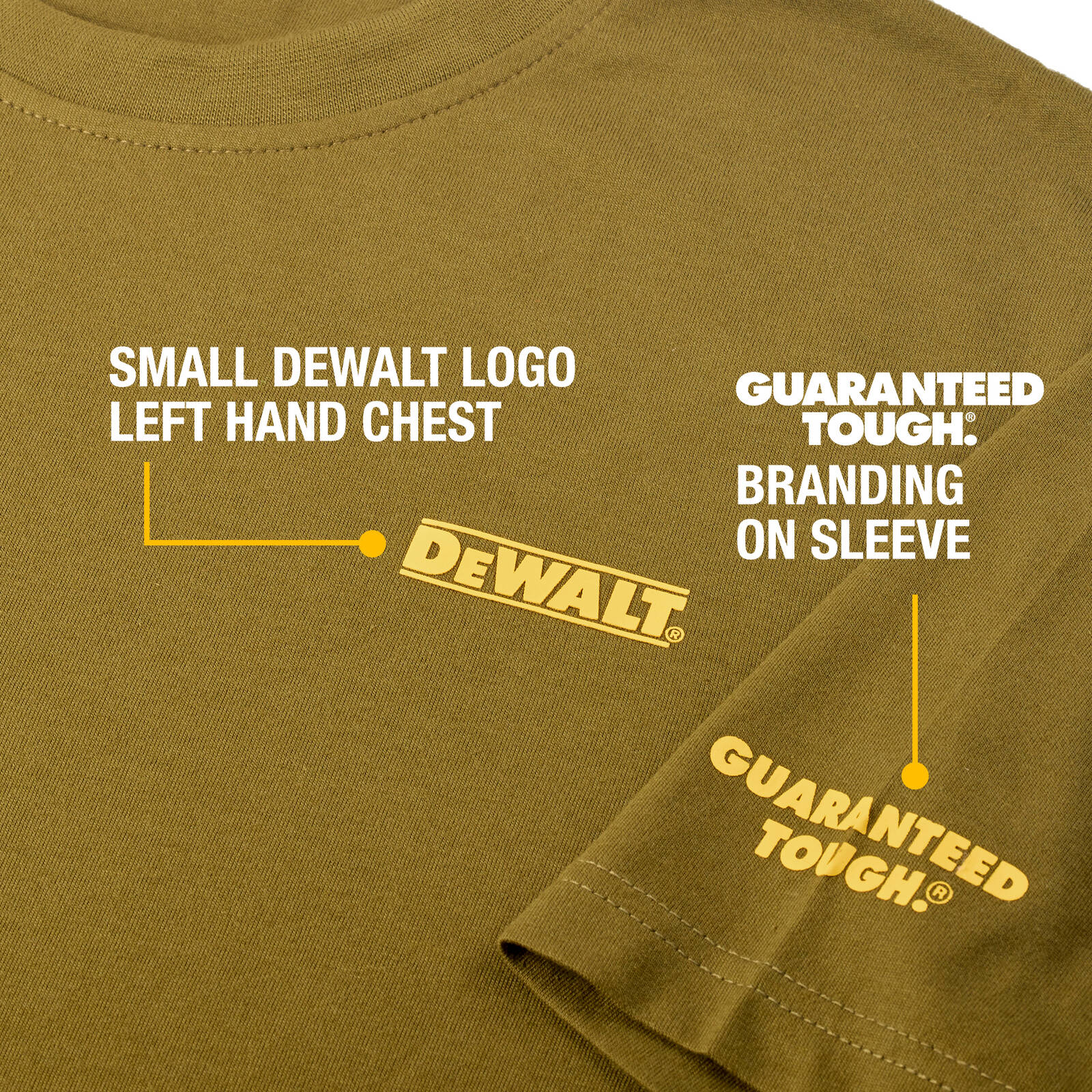 DeWALT Typhoon Crew Neck Work T-Shirt - Olive, Size L, Cotton/Polyester