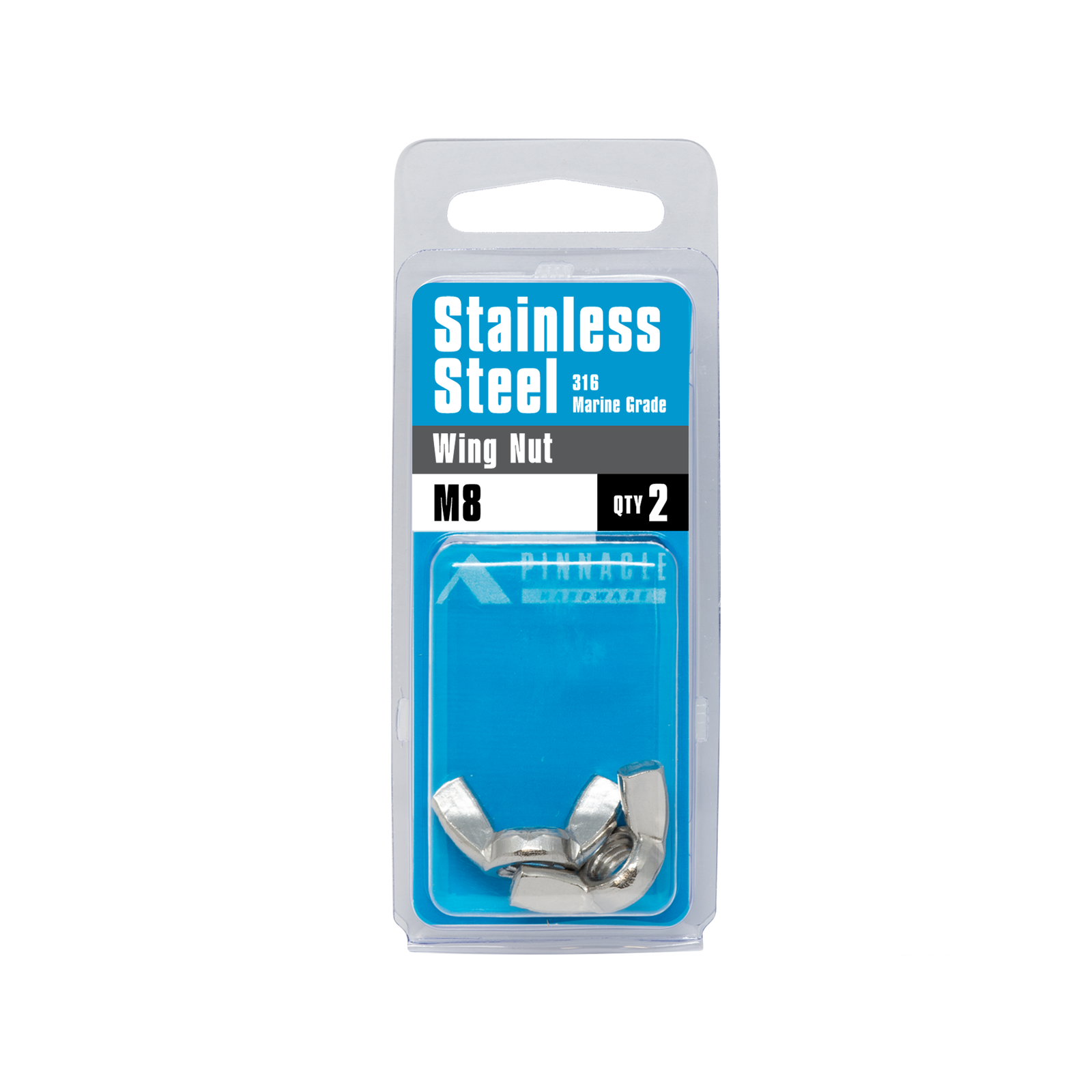 Pinnacle M8 Stainless Steel 316 Wing Nuts - 2 Pack
