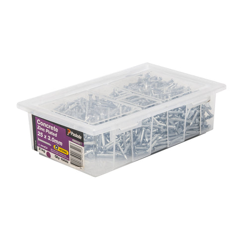Paslode 25 x 3.0mm Zinc Plated Concrete Nails - 2kg 1000 Pack