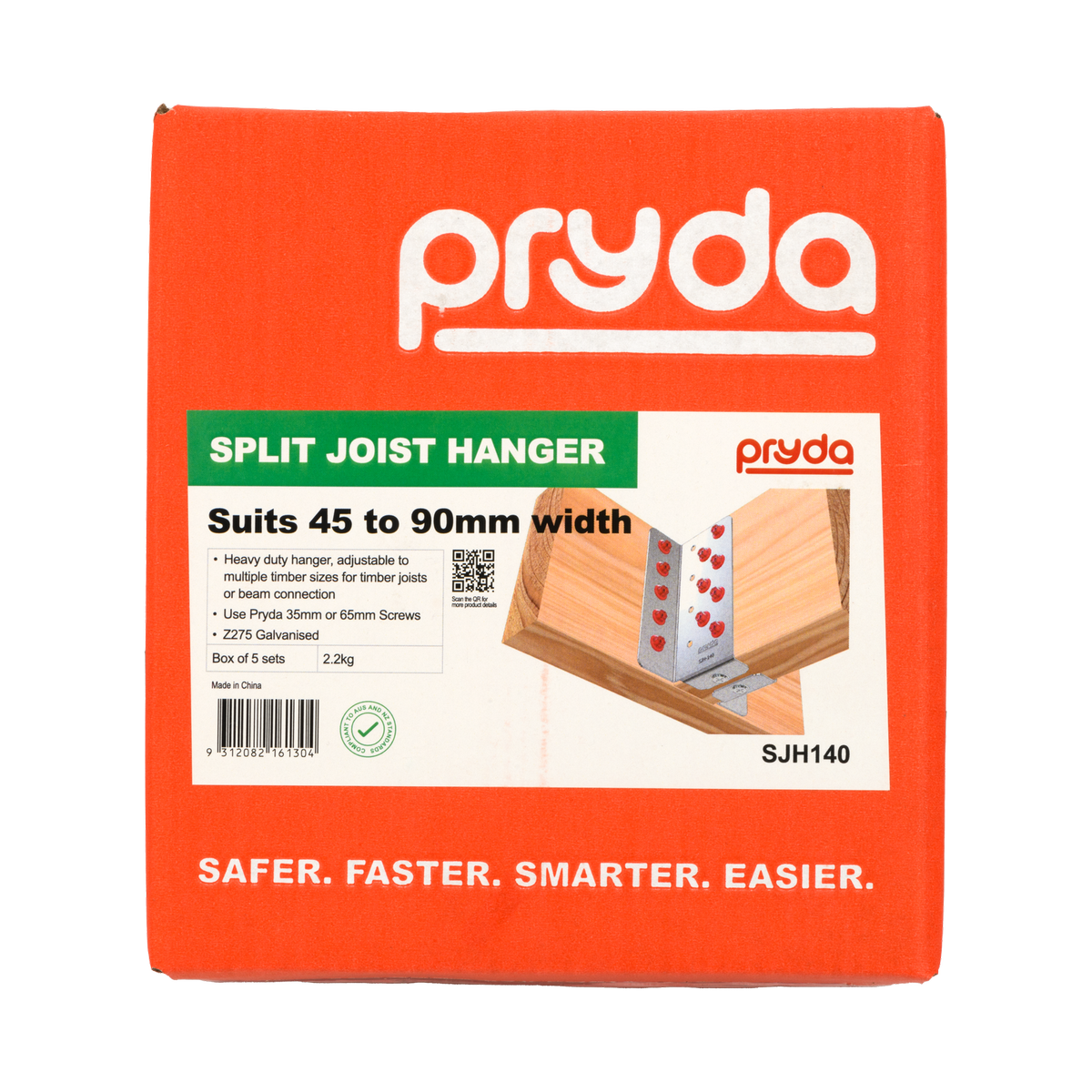 Pryda Split Joist Hanger Pair - 140mm - Galvanised - 1 Pair - Adjustable - SuperSaverAU - view 3