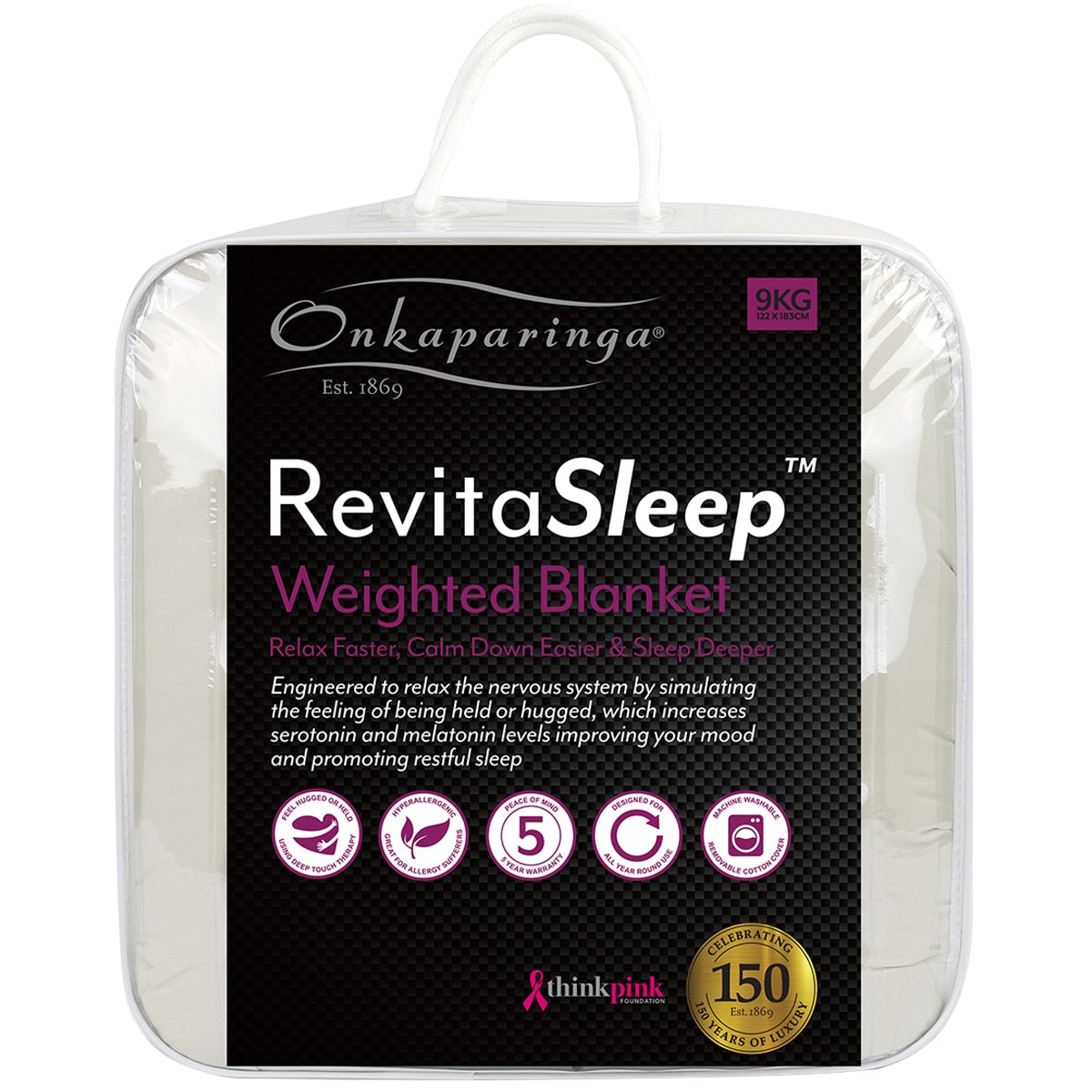 Onkaparinga Weighted Blanket 9kg Oatmeal, Hypoallergenic, Removable Cover, 1220x1830mm - SuperSaverAU - view 2