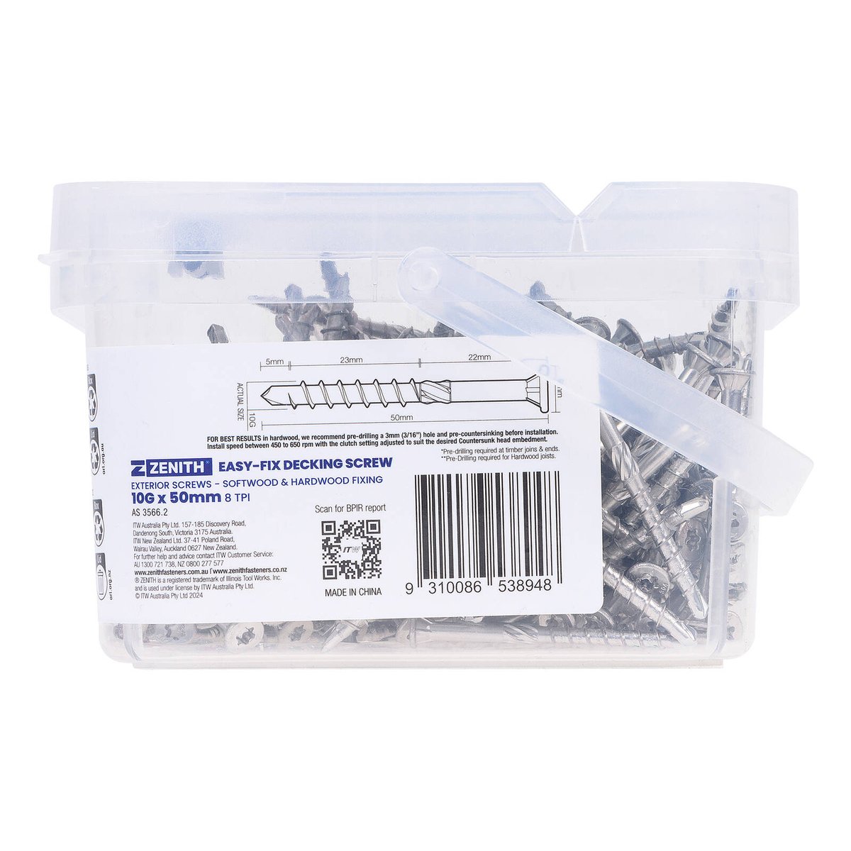 Zenith Easy Fix Decking Screw T20 10g x 50mm SS304 - 250 Pack - High Torque Fastening - SuperSaverAU - view 3