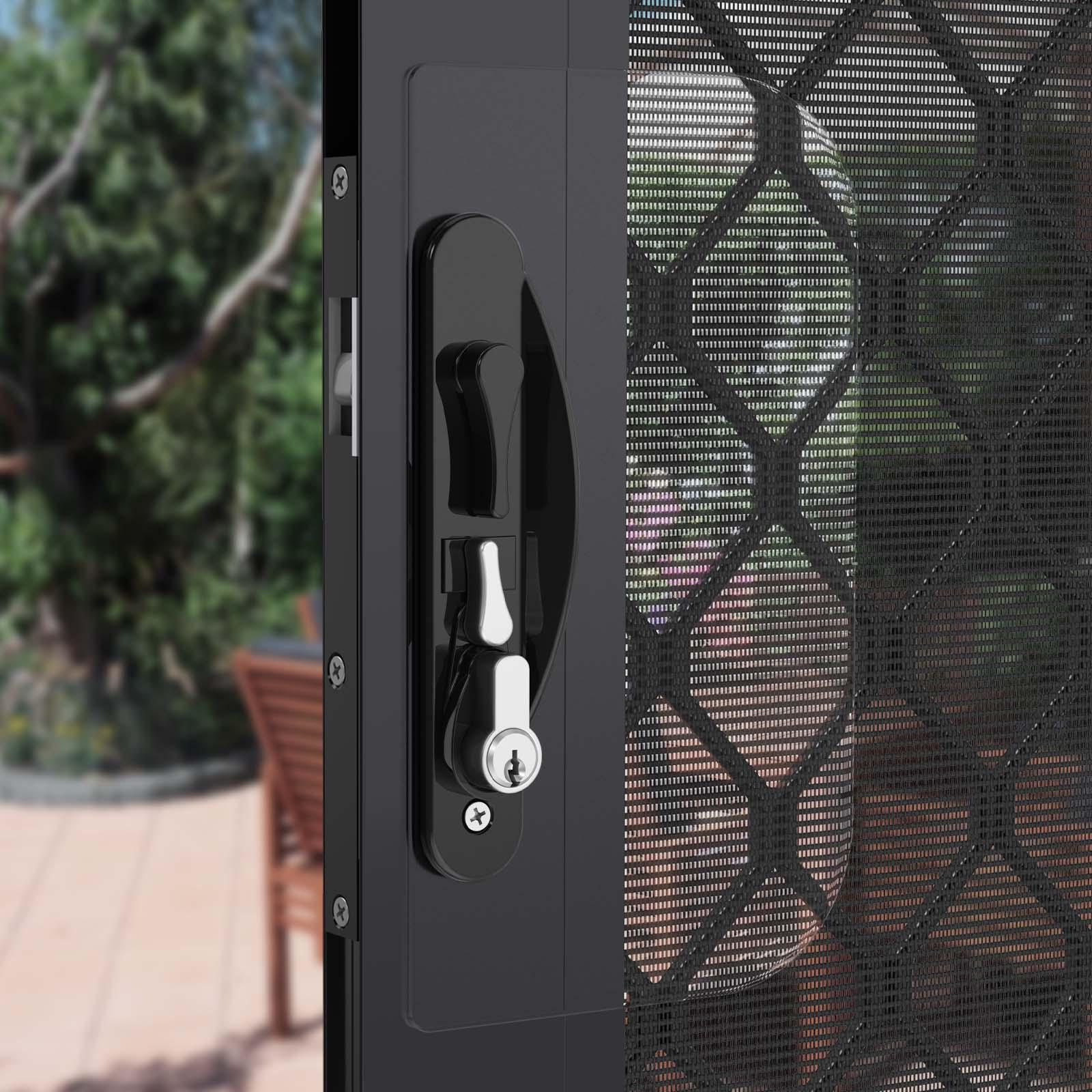 Rolltrak Sliding Screen Door Lock Black Alloy Powder Coated Keyed