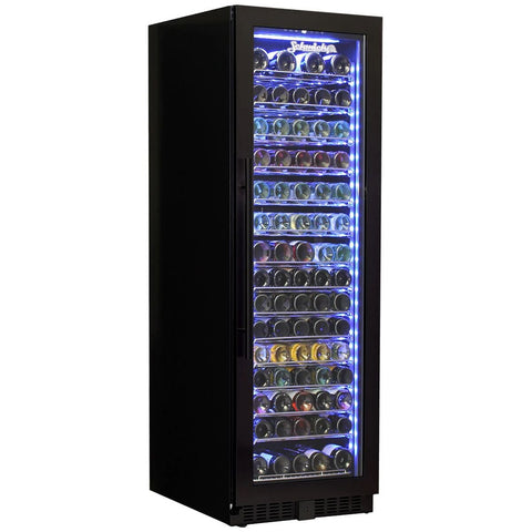 Schmick Upright Wine Refrigerator - Black Triple-Glazed Lockable Door, Saddle Shelves - BD425W-B