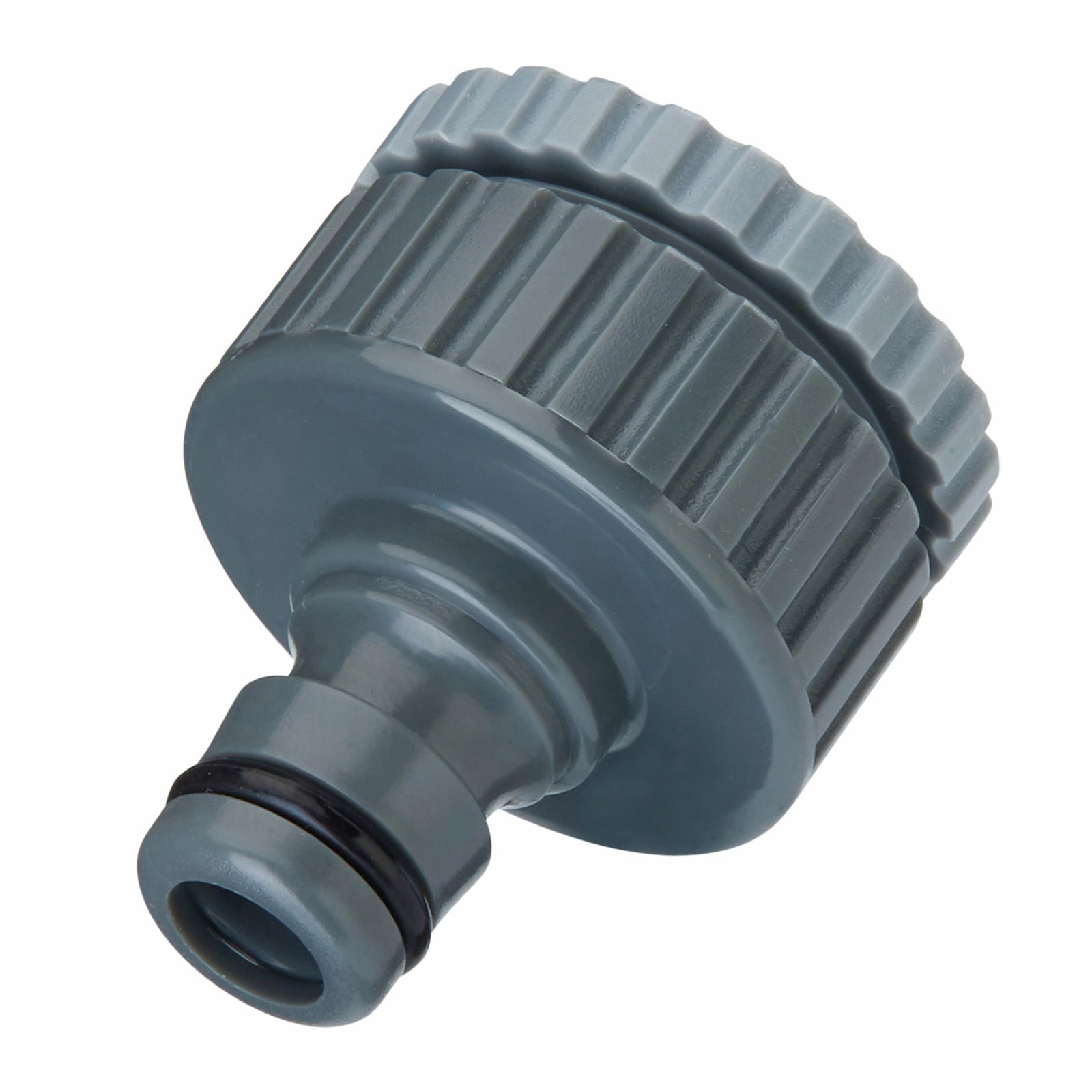 Pope 12mm Universal Tap Adaptor - Grey ABS Snap-On Garden Hose Fitting