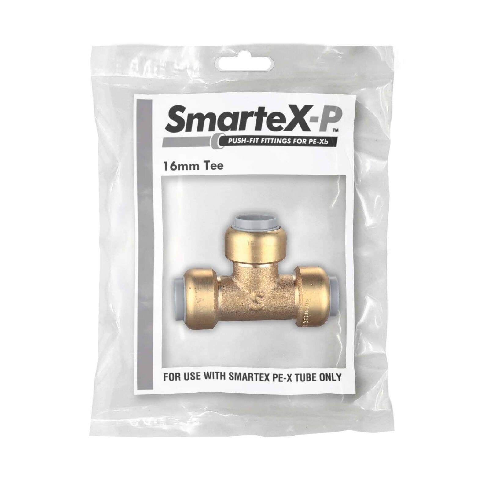 SmarteX-PEX 16mm Tee, Lead Free Brass Push-Fit