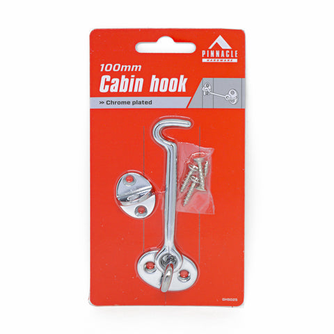 Pinnacle Cabin Hook 100mm Chrome Plated Steel - Door Holder