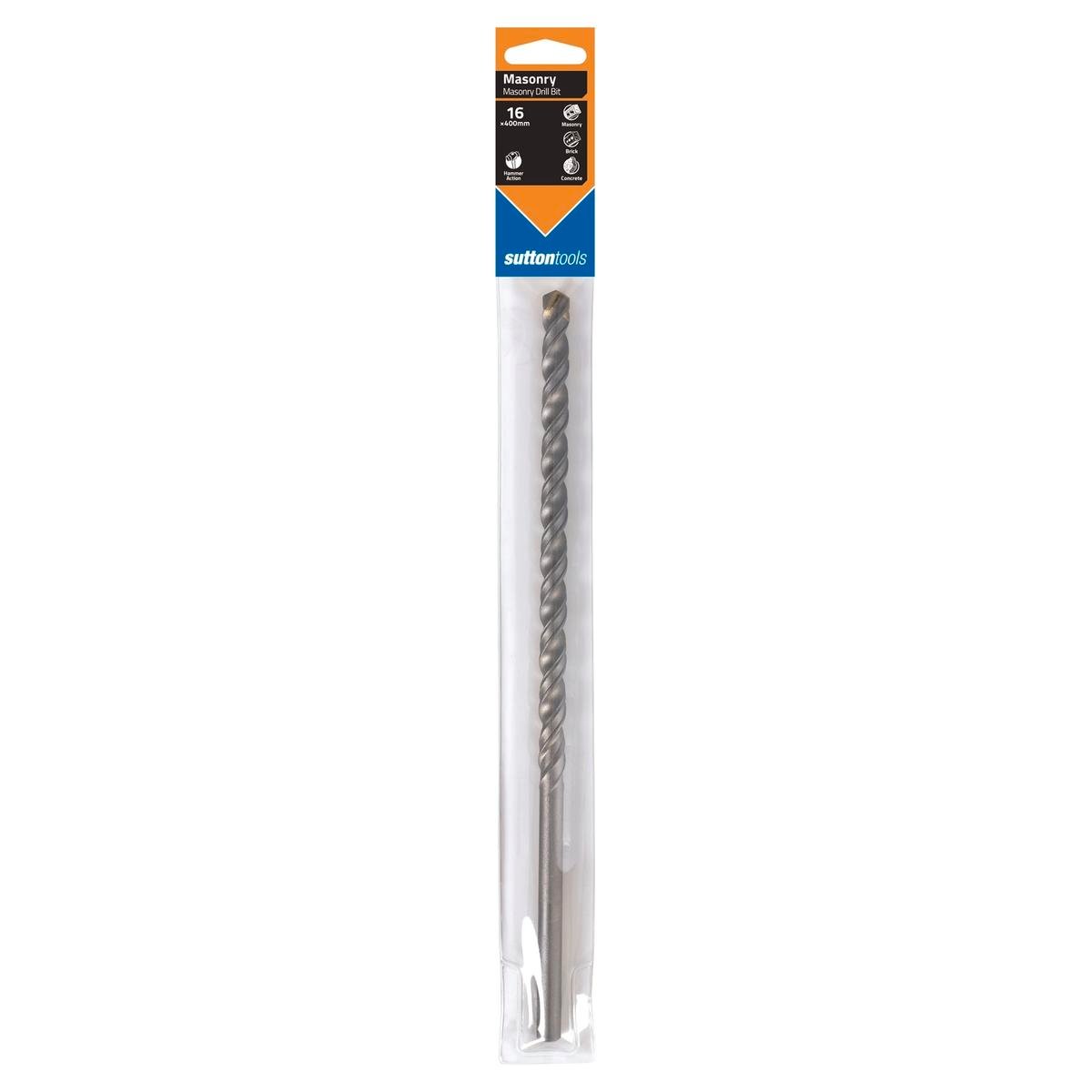 Sutton Tools 16 x 400mm DB TCT Masonry Drill Bit, Carbide Tip for Stone, Brickwork & Concrete