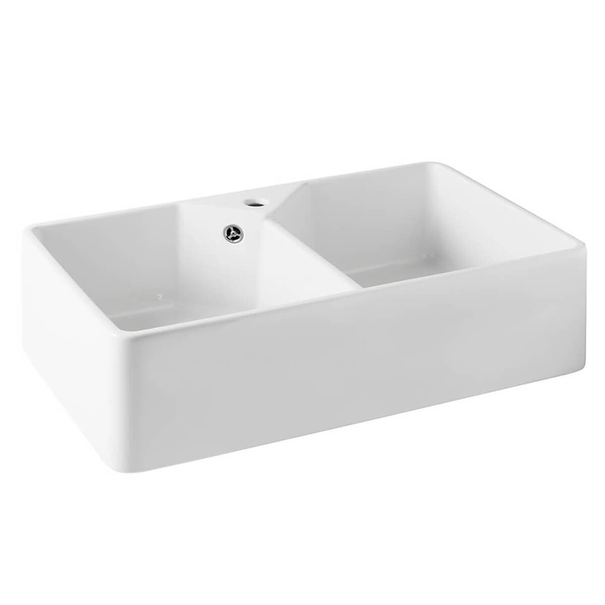 Turner Hastings Chester Double Butler Sink - White, Stain and Scratch Resistant, Heat-Proof - 7403TH