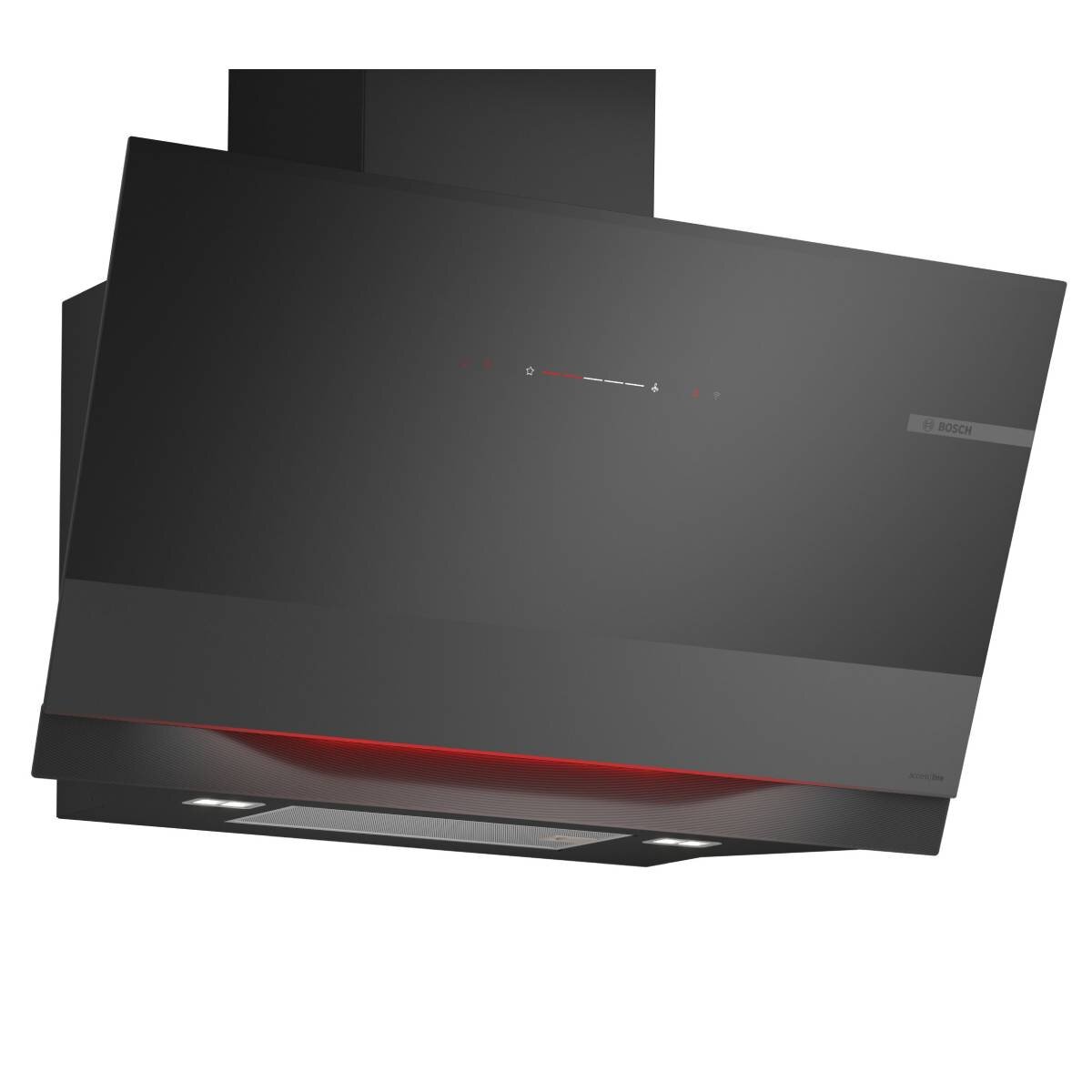Bosch Series 8 90cm canopy rangehood - Black glass - 1007m³/h, Home Connect, 5 fan speeds - DWK91LT65