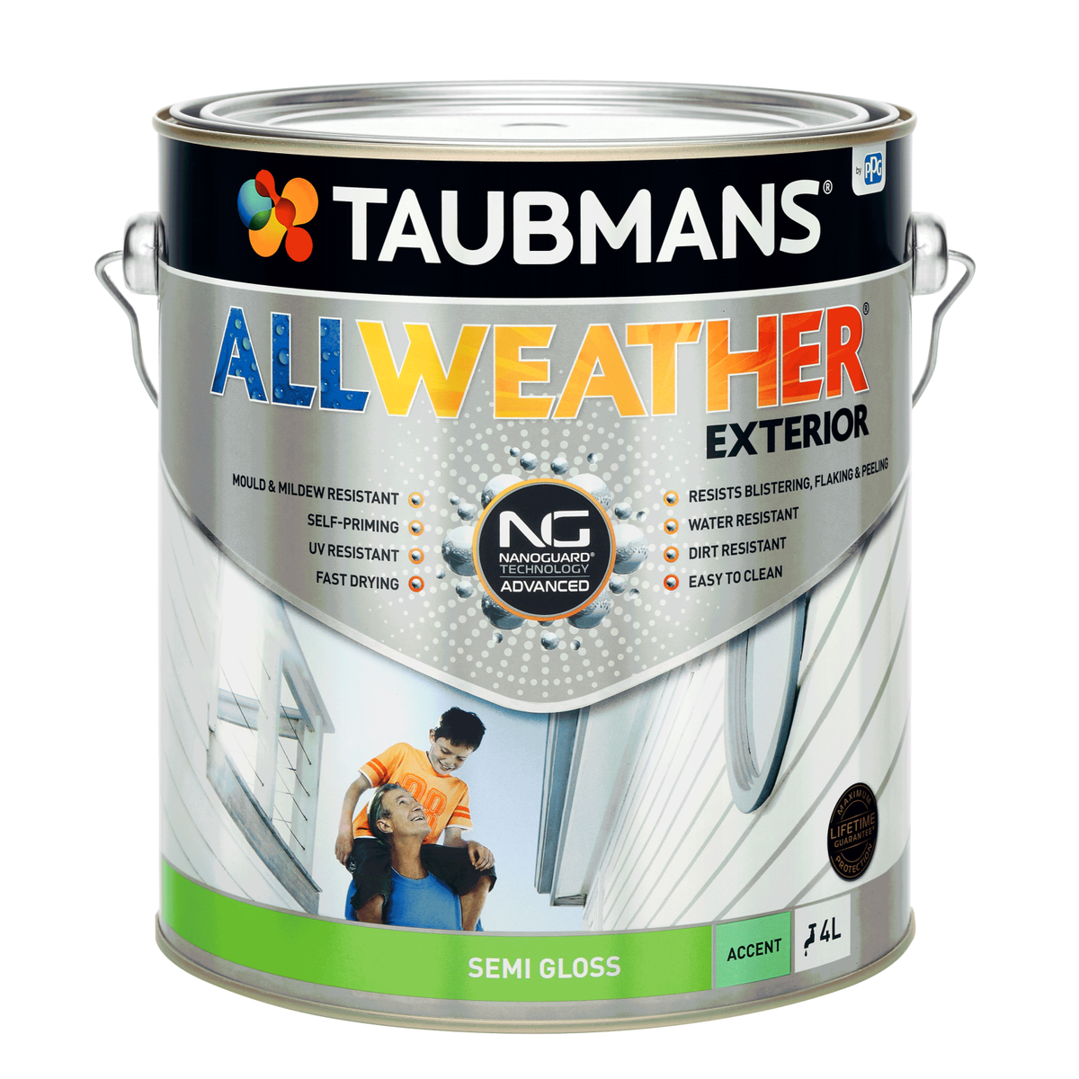 Taubmans 4L Accent Semi Gloss All Weather Exterior Paint - Mould Resistant - Fast Drying - SuperSaverAU - view 1