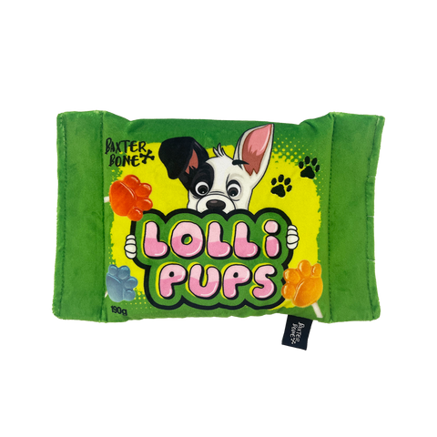 Baxter Bone Lolli Pups Plush Dog Toy with XL Squeaker - Interactive
