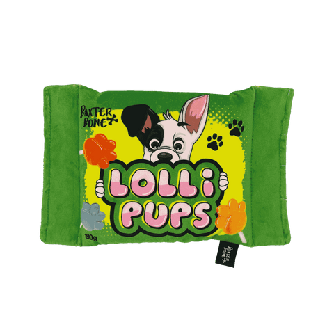 Baxter Bone Lolli Pups Plush Dog Toy with XL Squeaker - Interactive