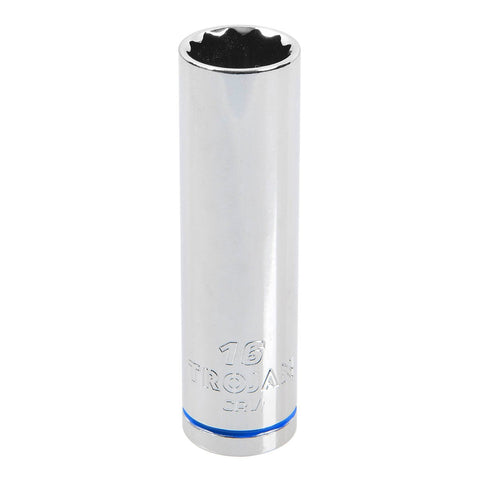 Trojan 16mm Deep Socket 1/2" Drive - Chrome Vanadium - Durable - 12-Point - SuperSaverAU - view 1