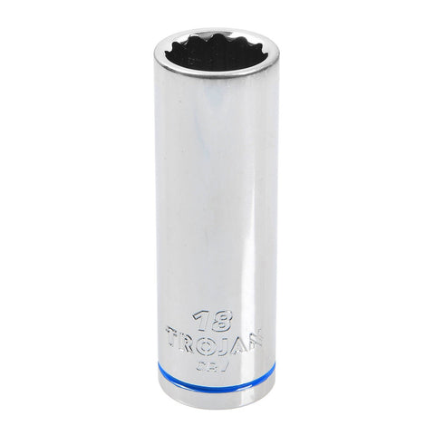 Trojan 18mm Deep Socket 1/2" Drive - Polished Chrome Vanadium - Durable - SuperSaverAU - view 1
