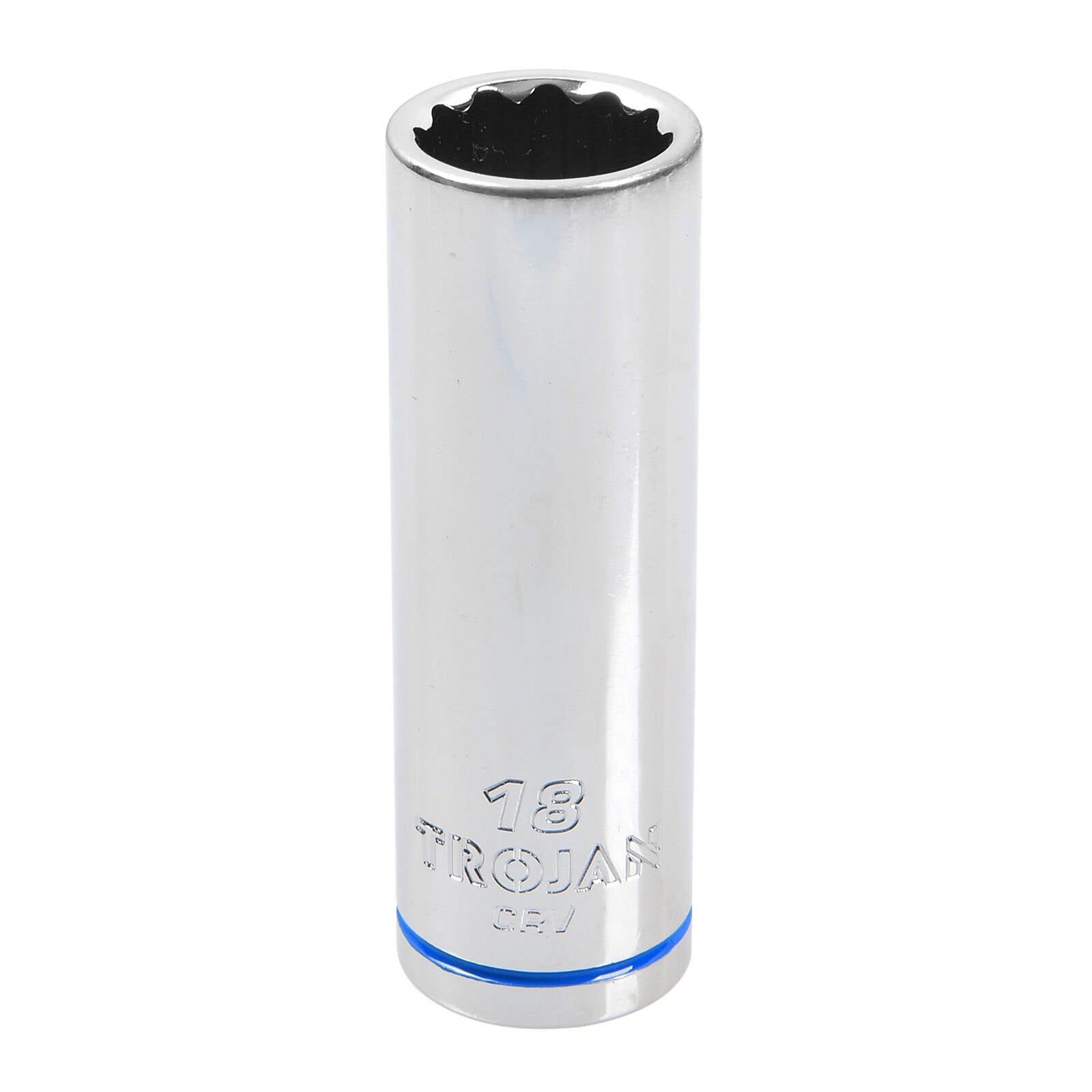 Trojan 18mm Deep Socket 1/2" Drive Chrome Vanadium 12 Point