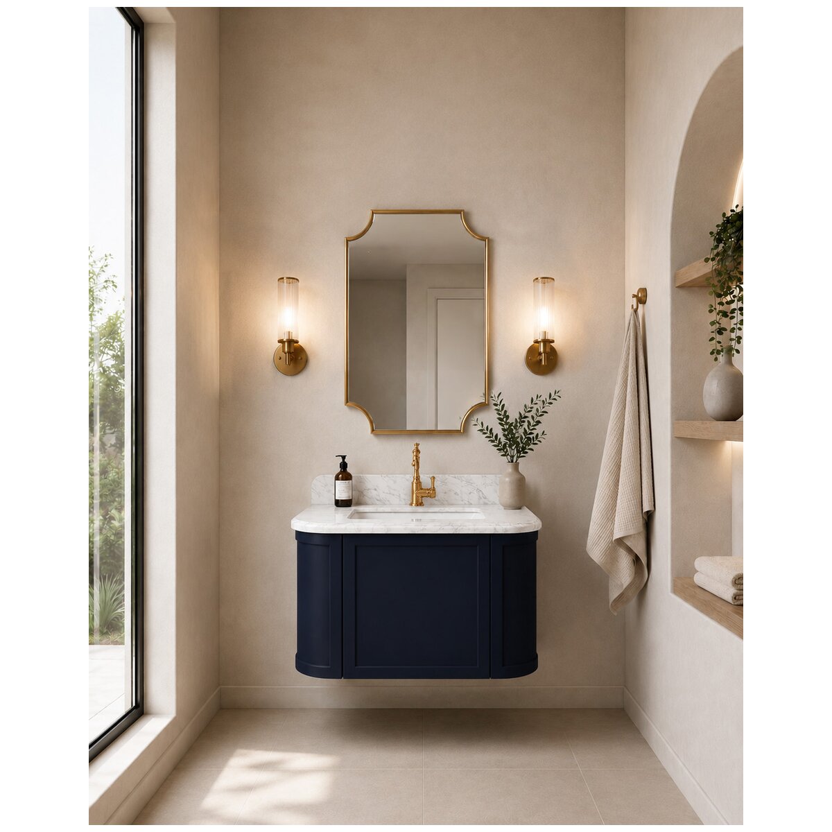 Turner Hastings Evara wall hung vanity - marble top, Aegean Blue, 3 tapholes - EV752-AB-3TH