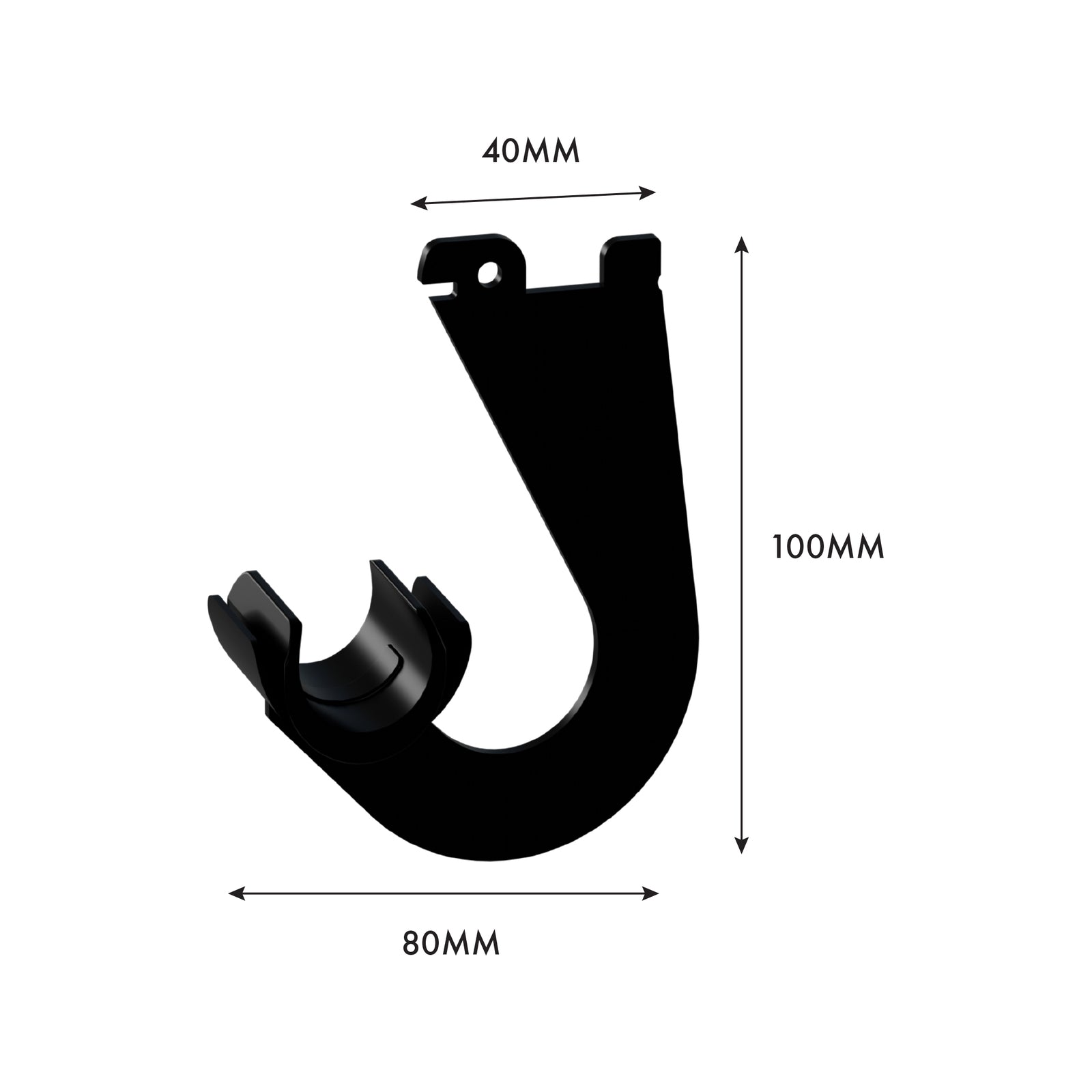 Flexi Storage Home Solutions 40 x 100 x 80mm Black Steel Hanging Rod Bracket - 2 Pack
