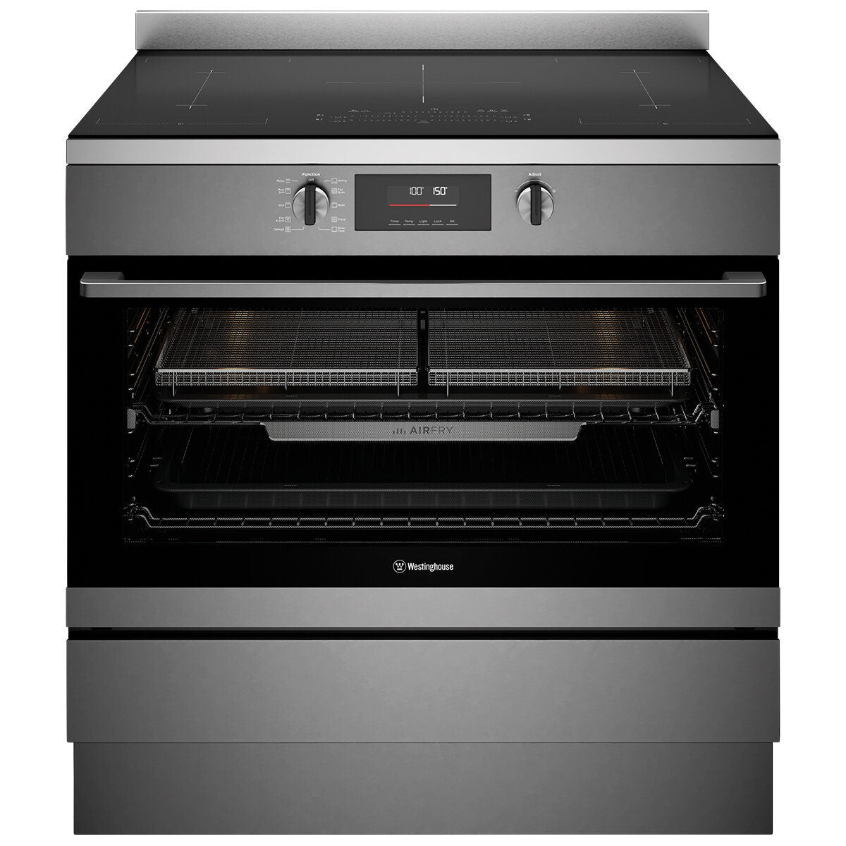 Westinghouse 90cm Electric Freestanding Oven - Dark Stainless Steel, Induction Cooktop, AirFry - WFE9756DD