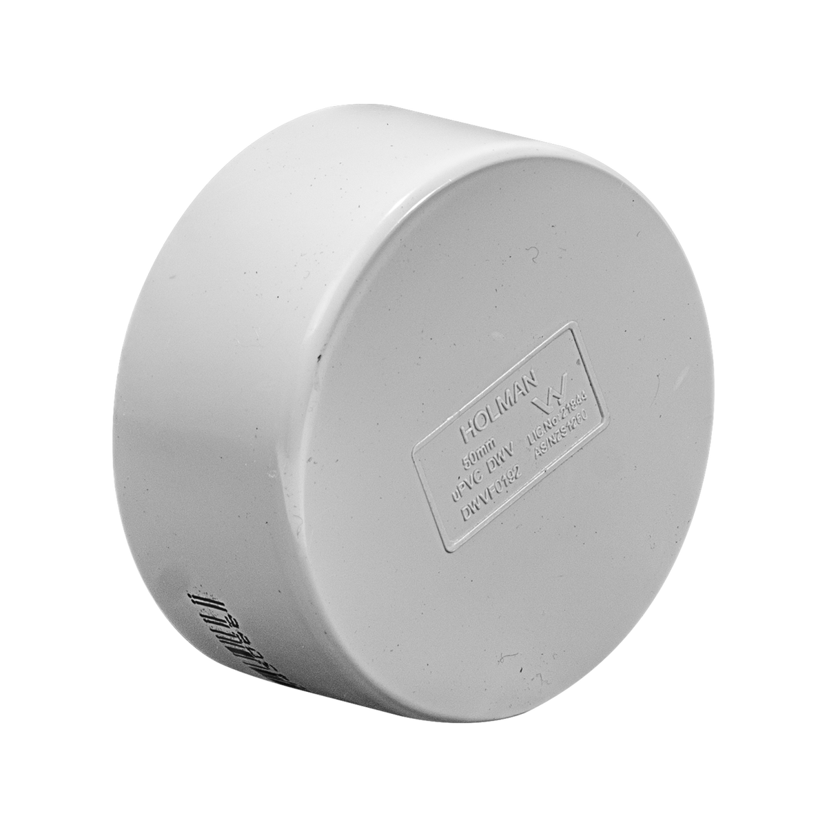 Holman 50mm PVC DWV Push On Cap, Underground Rated