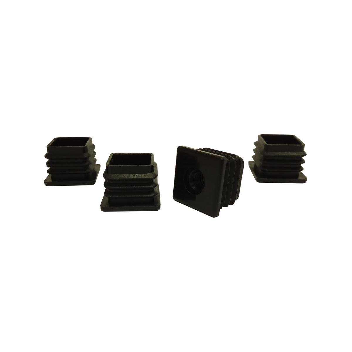 Surface Gard 25mm Black Threaded Internal Square Plastic End Closure 4 Pack - SuperSaverAU - view 1