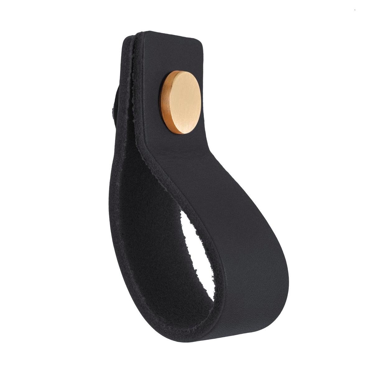 Lane 172mm Black Synthetic Leather Cabinet Handle