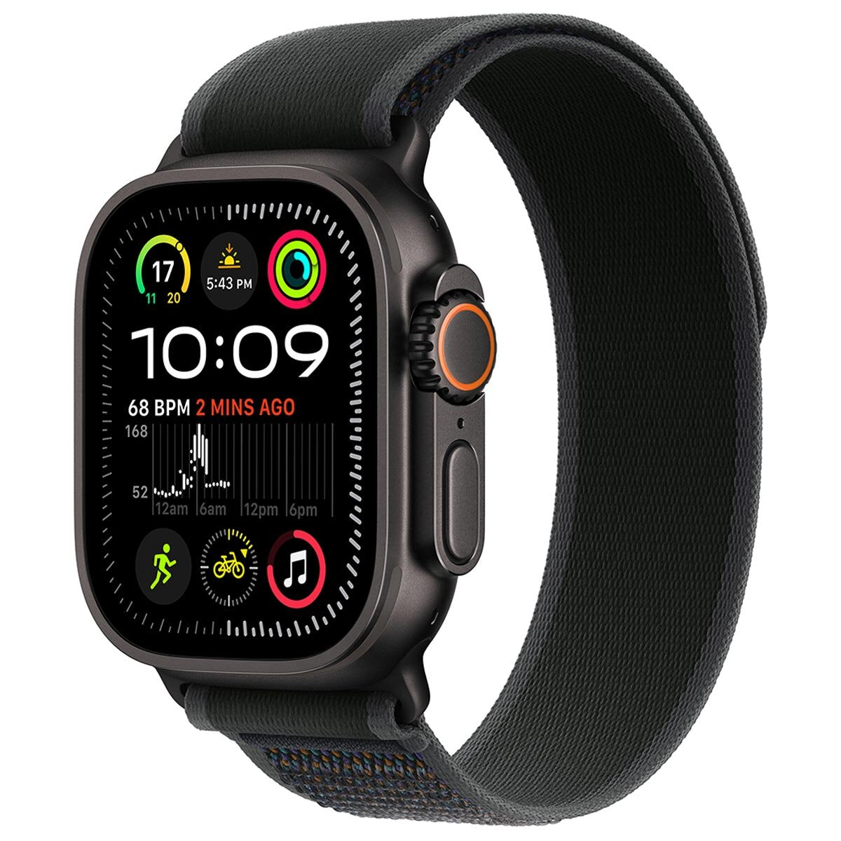 Apple Watch Ultra 2 GPS + Cellular 49mm Black Titanium Case With Black Trail Loop S/M - SuperSaverAU - view 1