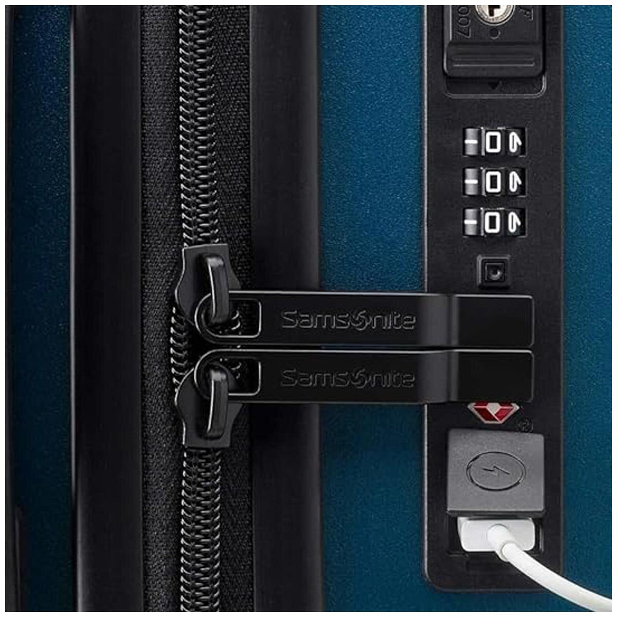 Samsonite Carry On Blue with USB Port, TSA Lock, Dual Spinner Wheels, Recyclex - SuperSaverAU - view 5