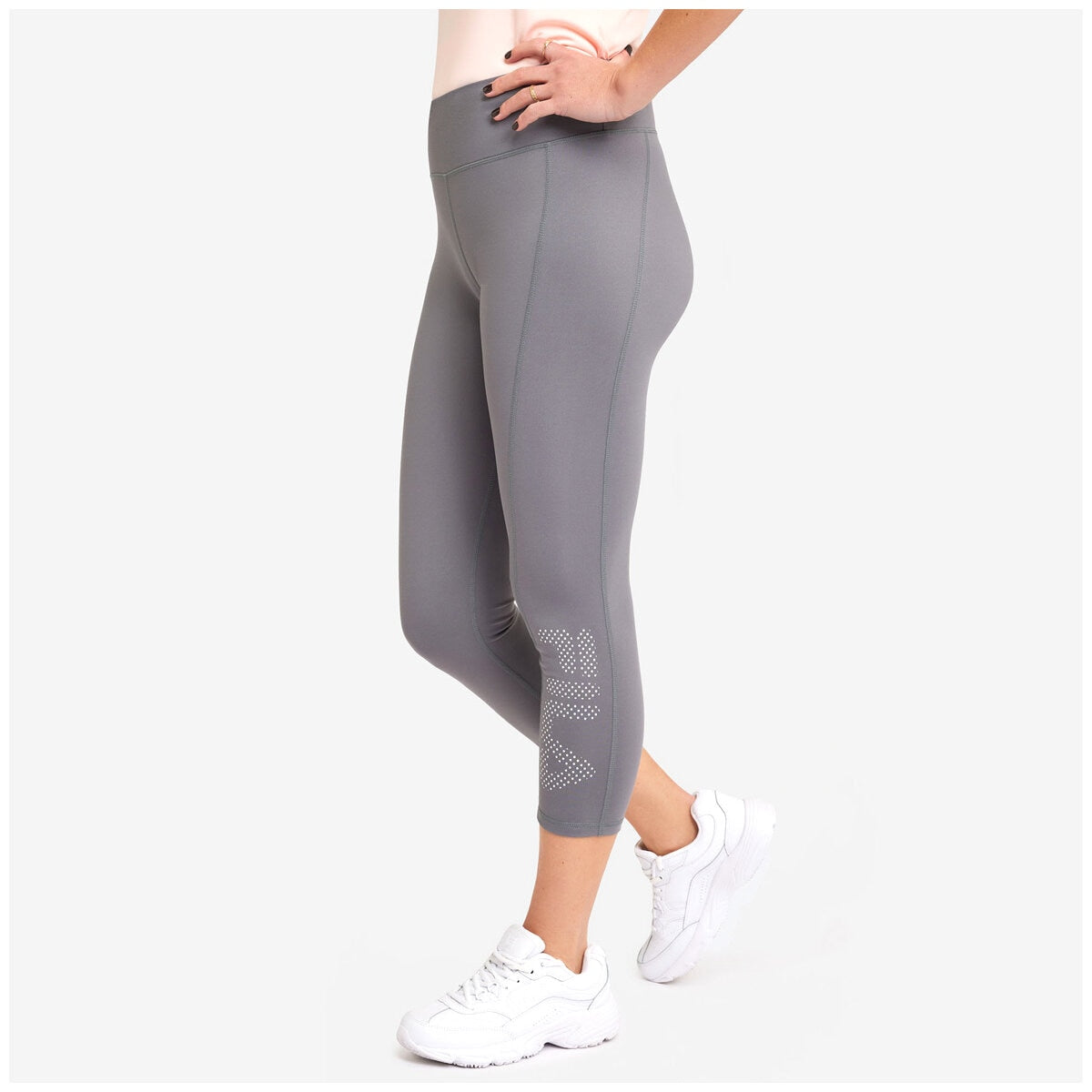 Fila Women's Tory Grey 3/4 Tights with Wide Waistband, Polyester & Elastane Large - SuperSaverAU - view 5
