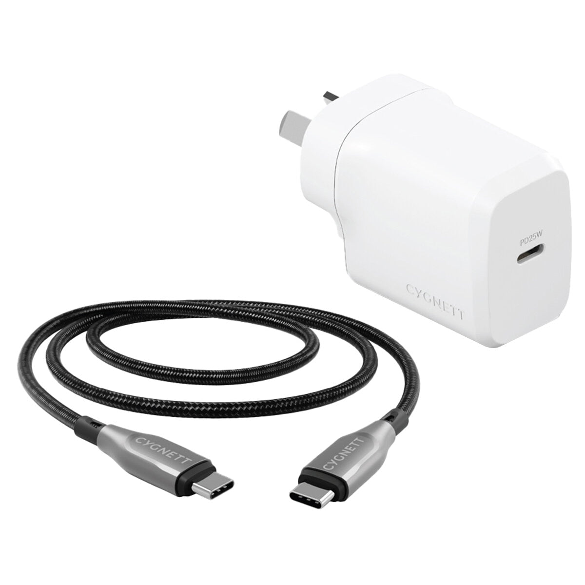 Cygnett PowerPlus 25W USB-C Wall Charger & 2M USB-C Cable, Fast Charging - SuperSaverAU - view 1