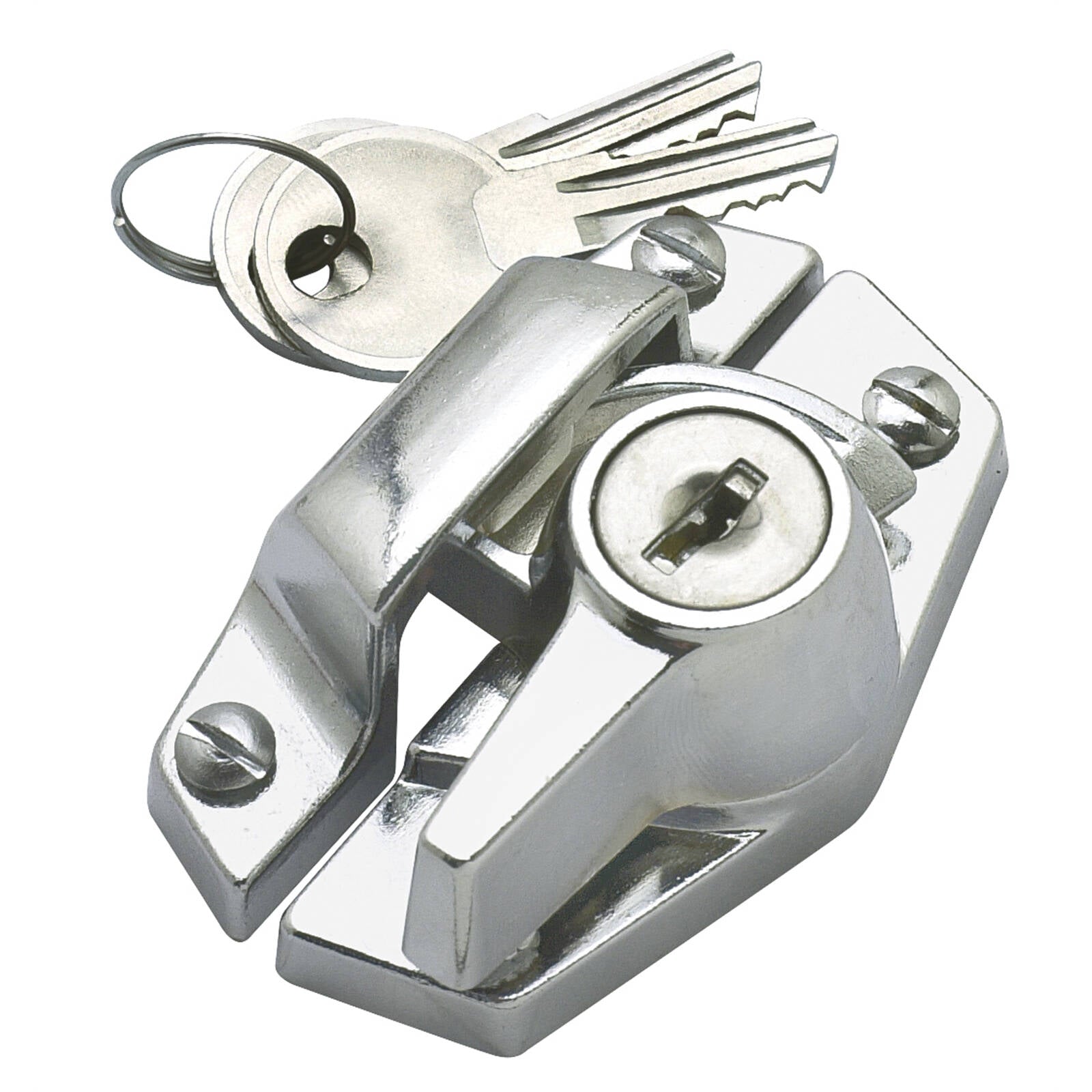 Delf Satin Chrome Keyed Window Sash Lock - 2 Keys