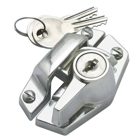 Delf Satin Chrome Keyed Window Sash Lock - 2 Keys