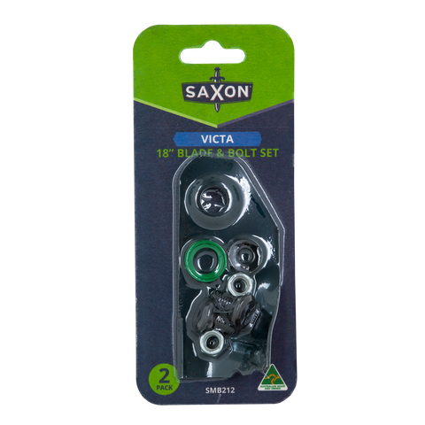 Saxon 18" Mower Blade & Bolt Set 14mm Hole Suits Victa Cut Mulch & Catch