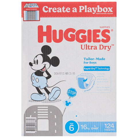 Huggies Boys' Ultra Dry Nappies Size 6 Junior (16kg And Over) 124 Nappies - SuperSaverAU - view 1