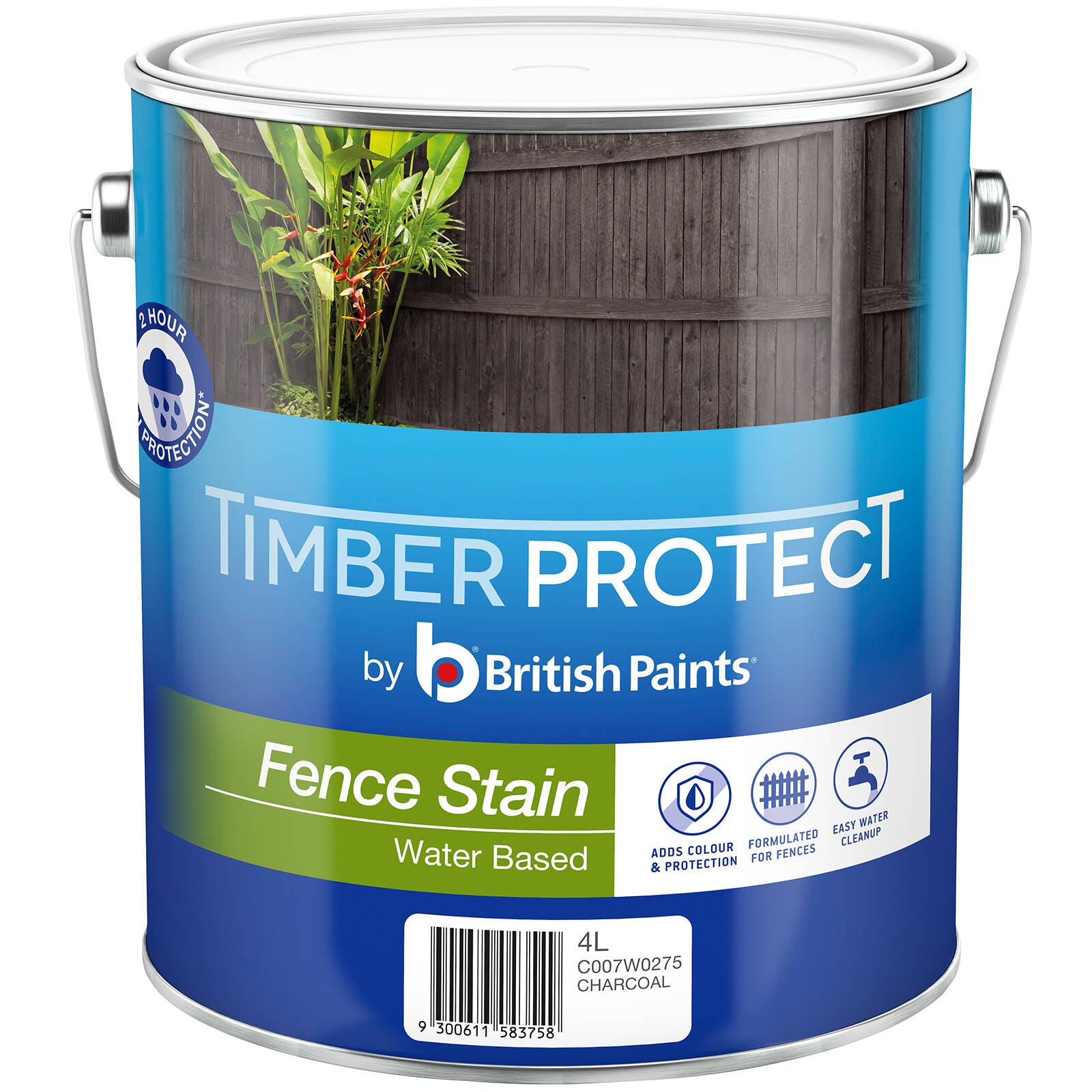 Timber Protect 4L Charcoal Water Based Fence Stain Outdoor UV Resistant Waterproof