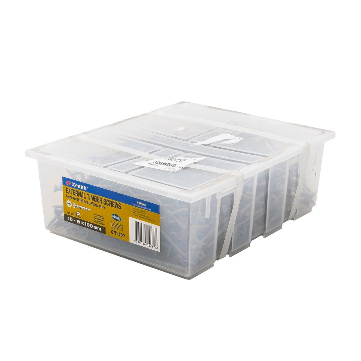 Zenith Countersunk Rib Head Timber Screws 8 x 100mm Galvanised 500 Pack - SuperSaverAU - view 1