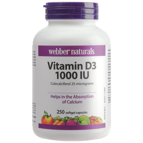 Webber Naturals Vitamin D3 1000IU 250 Capsules - SuperSaverAU - view 1