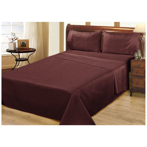 Ramesses 1000 Thread Count Pima Cotton Narrow Stripe King Sheet Set Burgundy - SuperSaverAU - view 1
