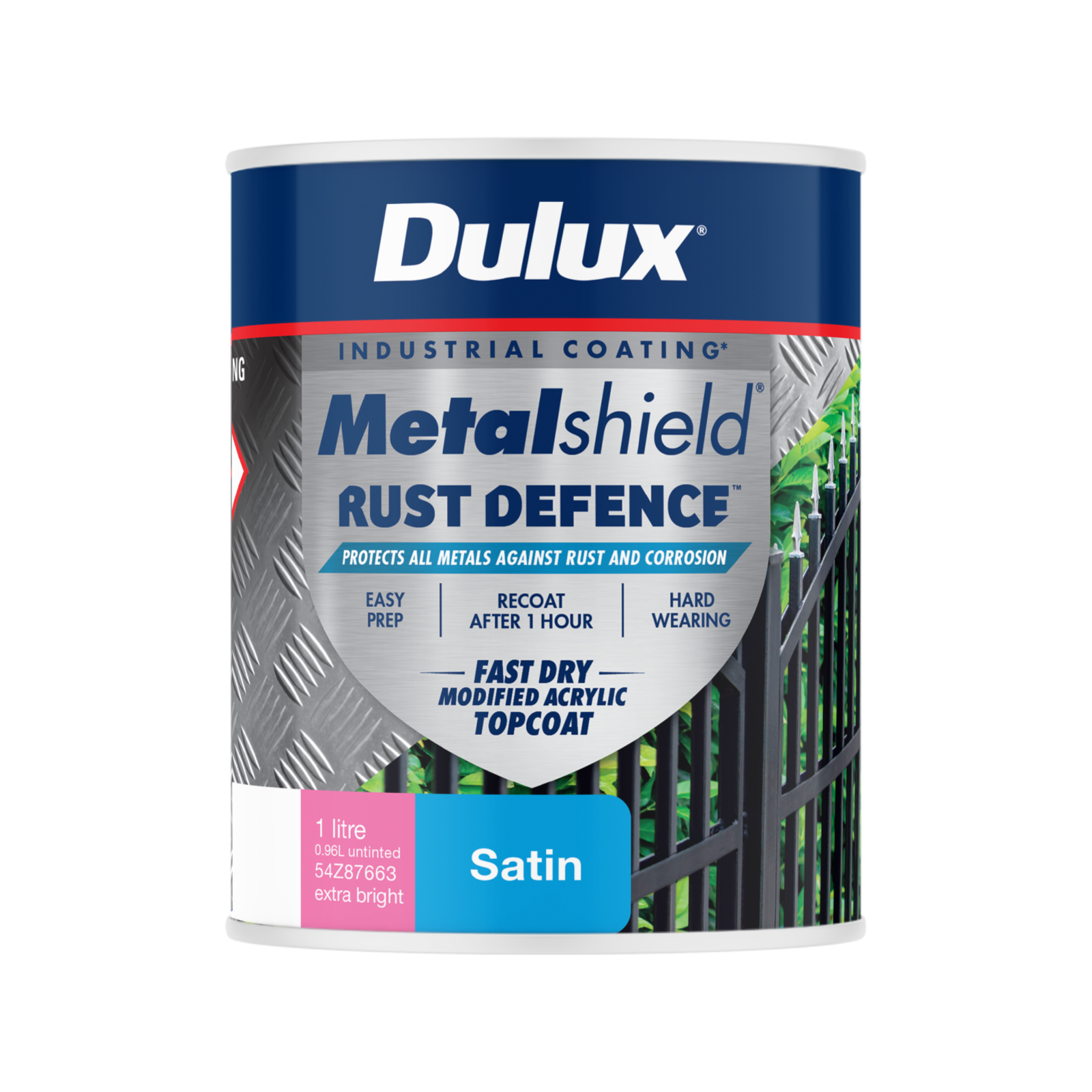 Dulux Metalshield Rust Defence Satin 1L Extra Bright Base
