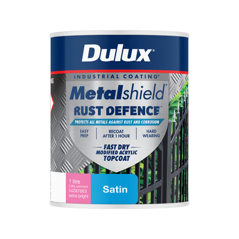 Dulux Metalshield Rust Defence Satin 1L Extra Bright Base