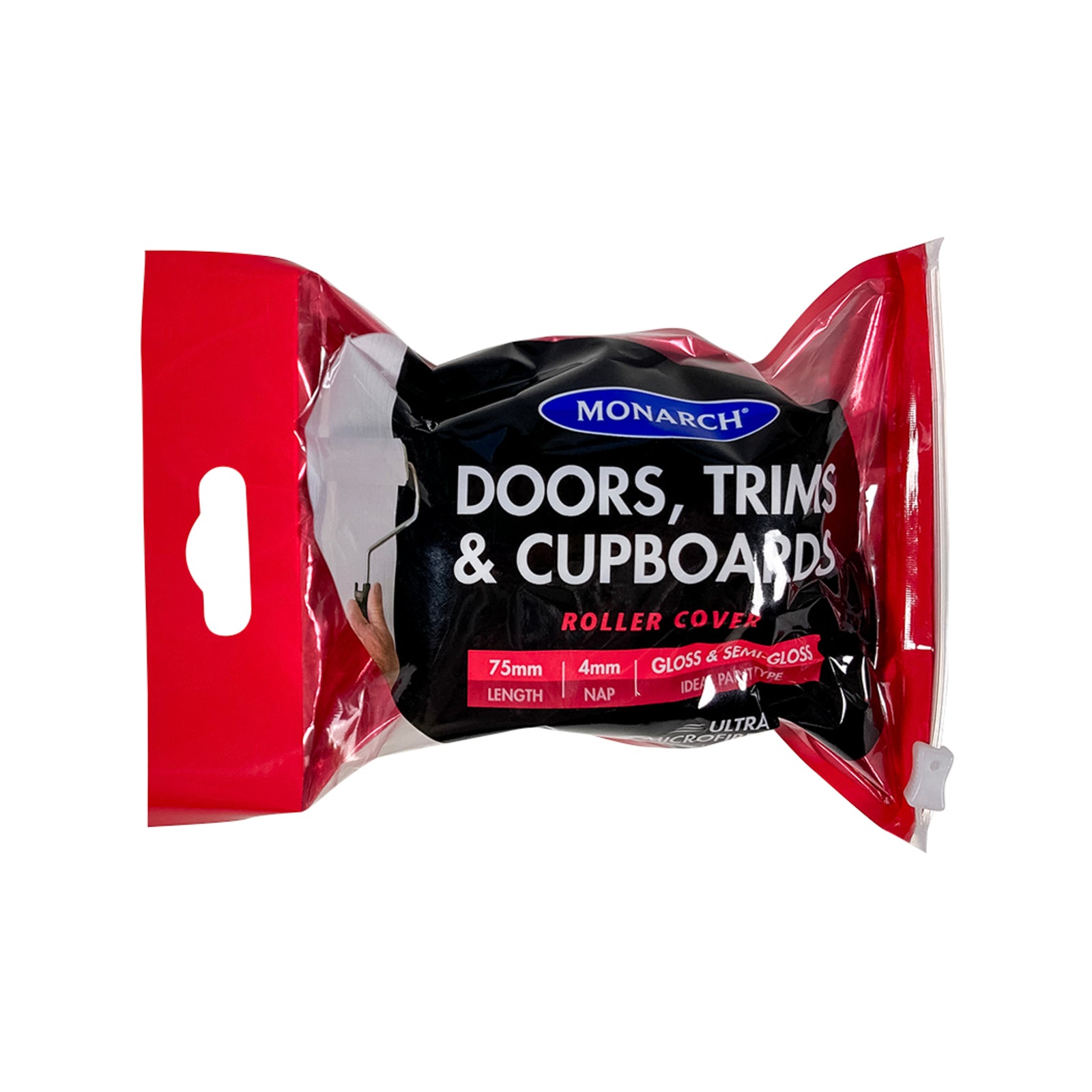 Monarch 75mm Doors Trims & Cupboards Ultra Microfibre Roller Cover - 4mm Nap, Smooth Finish