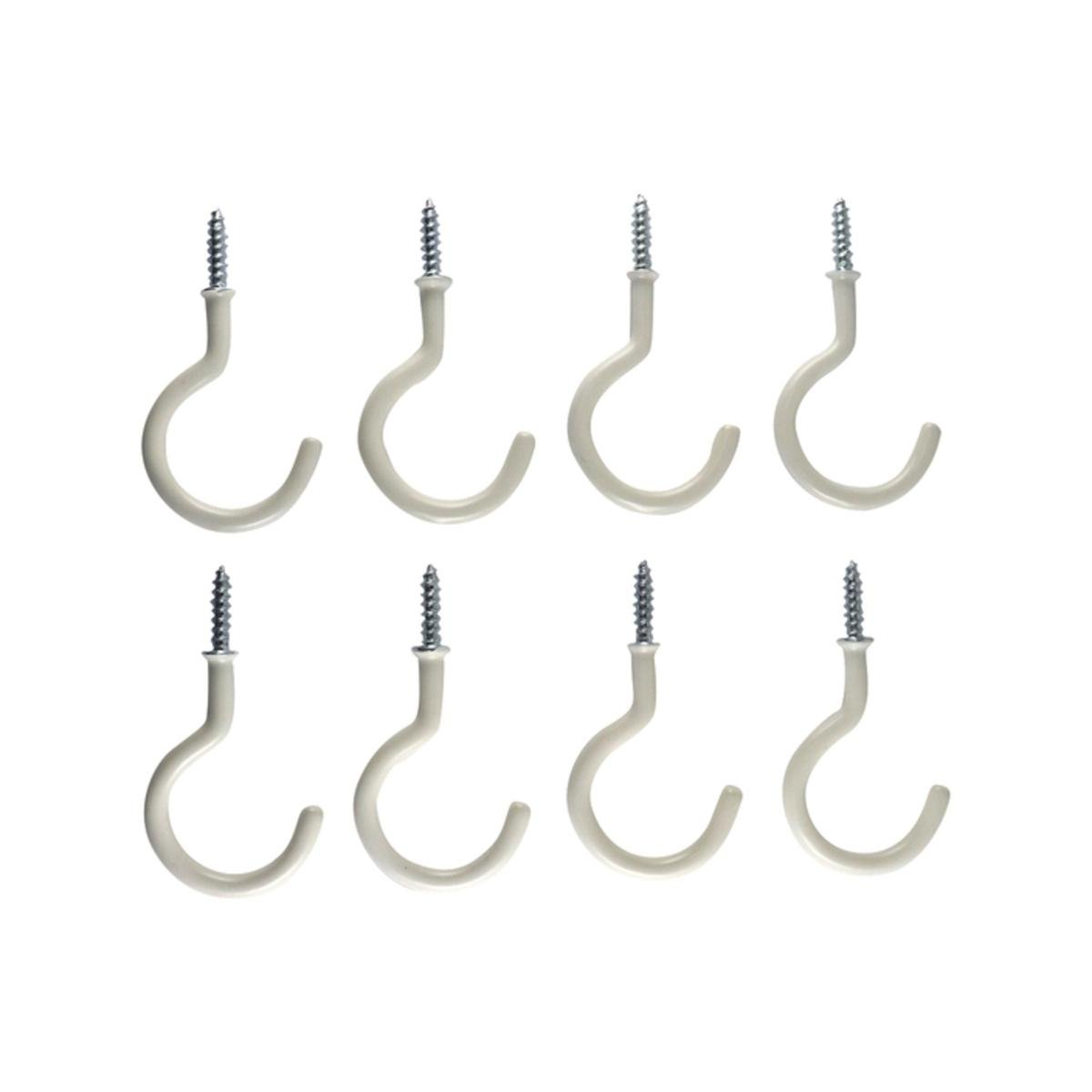 Everhang 28mm White PVC Coated Steel Cup Hook - 8 Pack