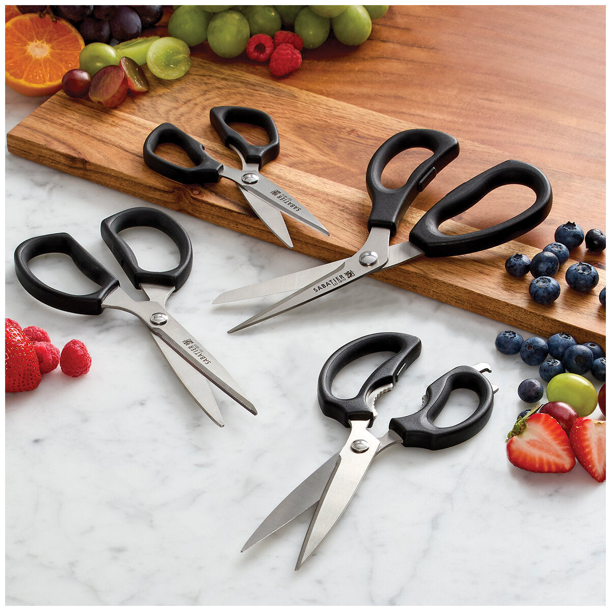 Sabatier 4-Piece Kitchen Shear Set – Stainless Steel Scissors with Soft Grip Handles in Black - SuperSaverAU - view 2