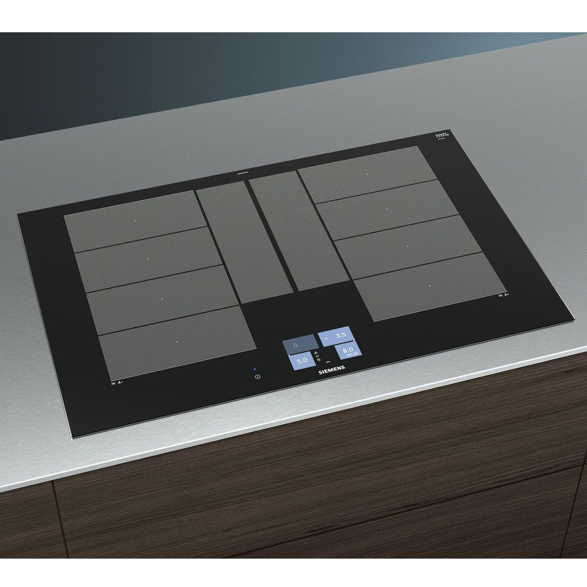 Siemens 80cm iQ700 Induction Cooktop - flexInduction Plus, 4 Zones, Black Ceramic Glass - EX875KYW1E
