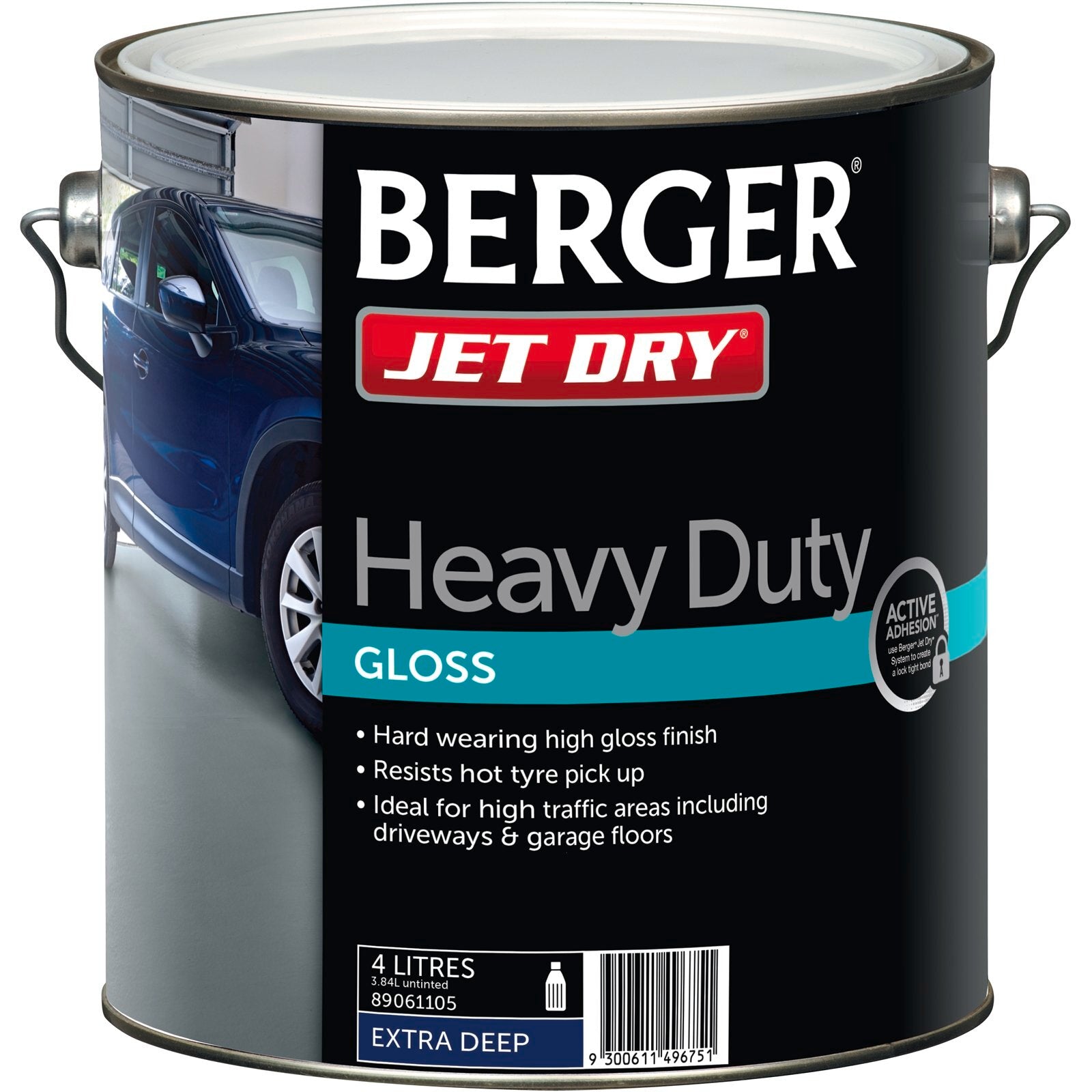 Berger Jet Dry Heavy Duty Gloss Paving Paint 4L Extra Deep Base, Tintable, UV Resistant